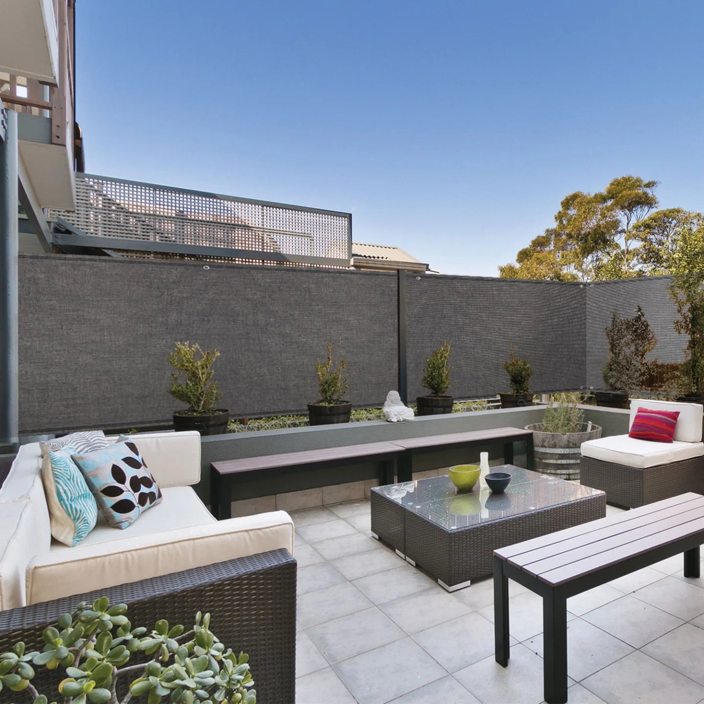 Brise-Vue Gris Occultant – Toile de Jardin Haute Densité 10mx1.8m