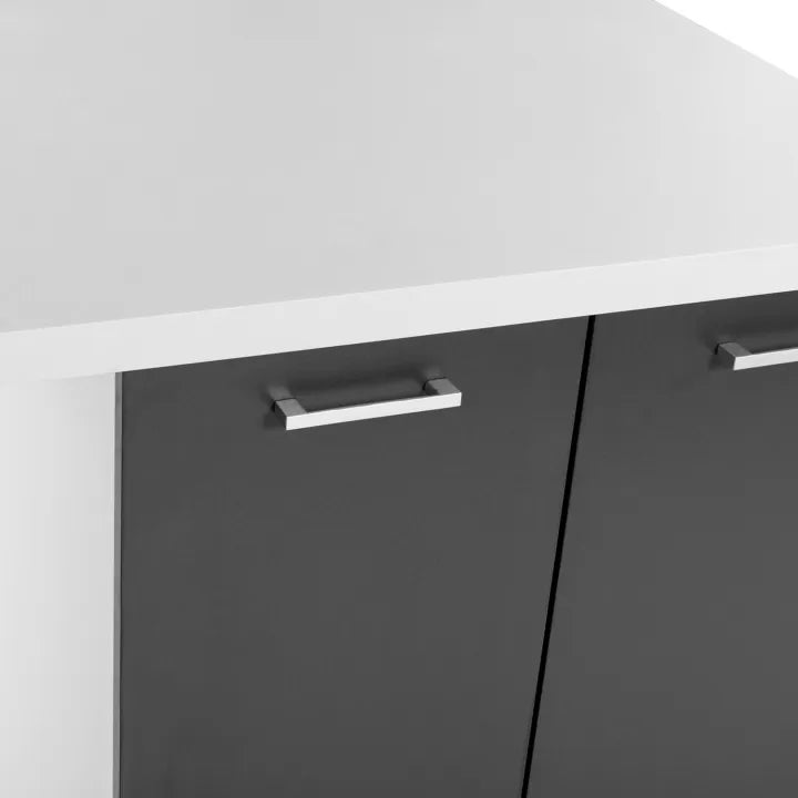 Îlot Central 120 cm – Blanc et Gris avec Plan de Travail