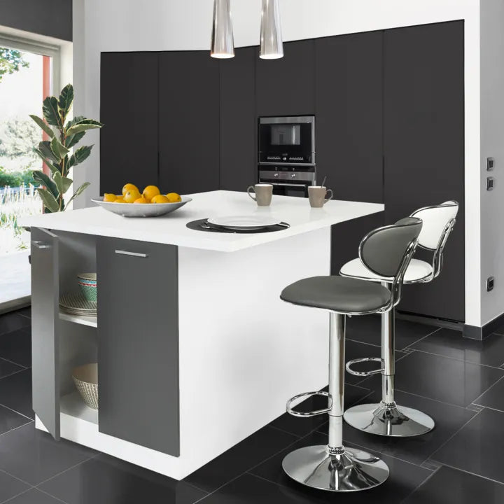 Îlot Central 120 cm – Blanc et Gris avec Plan de Travail