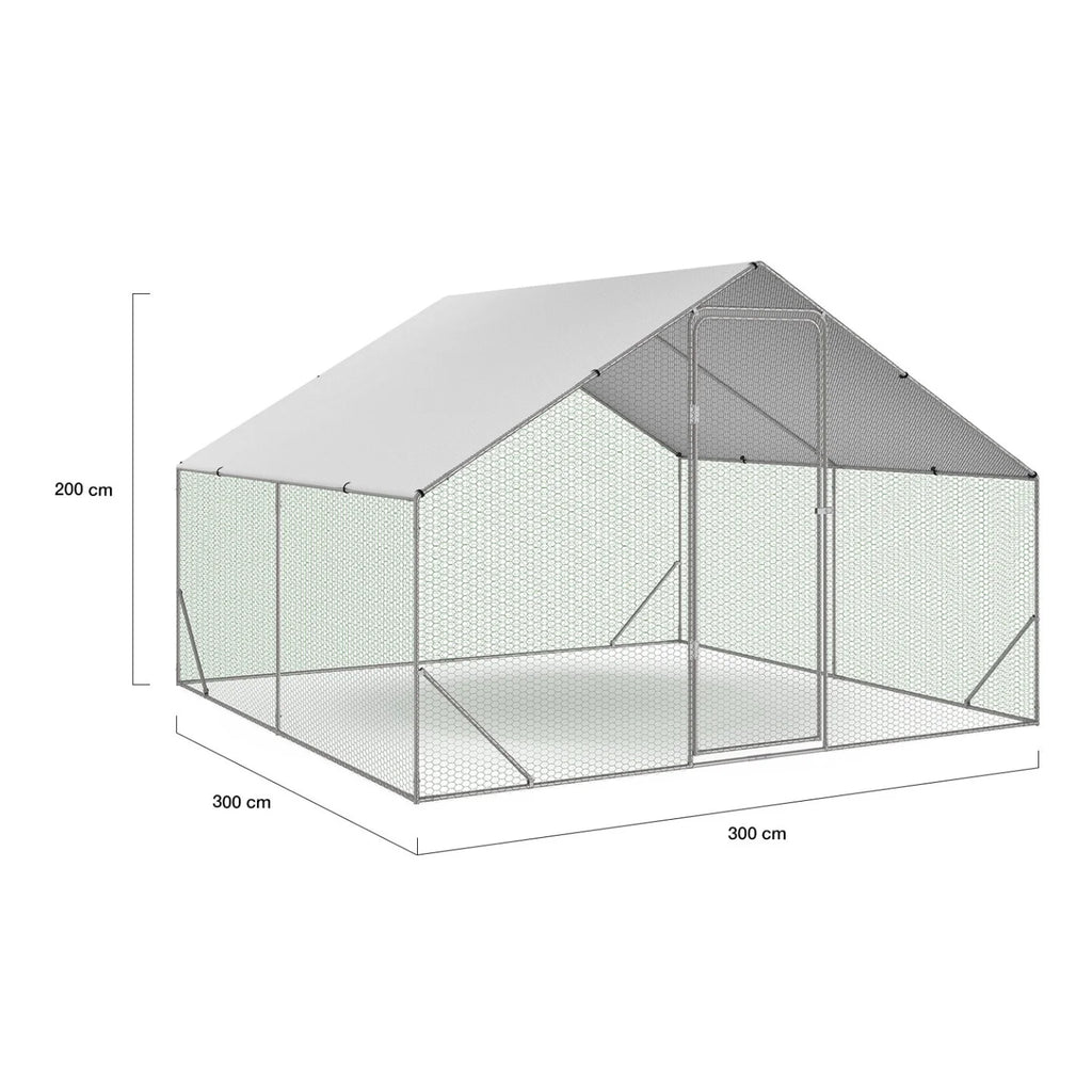 Enclos Poulailler 9 m² – Parc Grillagé Extérieur 3 x 3 m