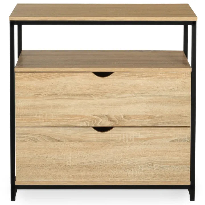 Commode 2 Tiroirs – Design Industriel avec Étagère