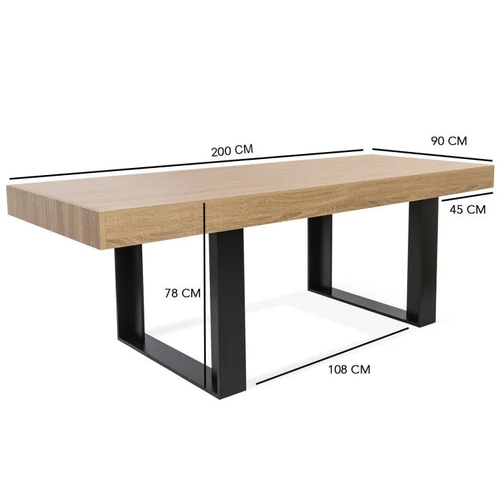 Table à Manger Rectangulaire 200cm - Bois et Noir