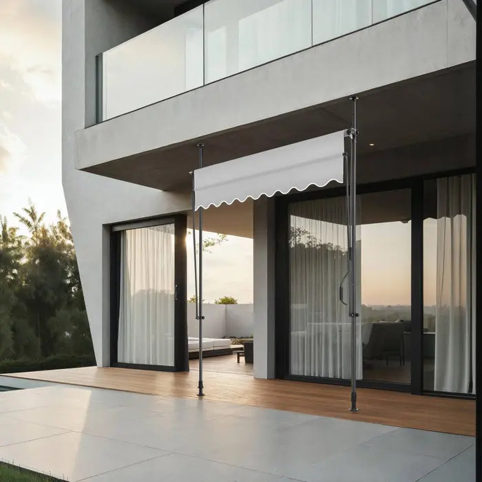 Store à pince sans perçage gris clair 200 x 180 cm avec manivelle