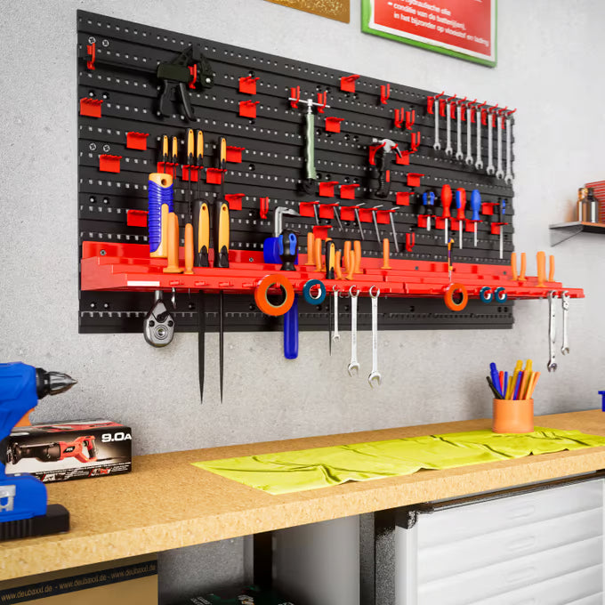 Panneau Mural de Rangement pour Outils 54 pcs – 95×54 cm – Atelier & Garage