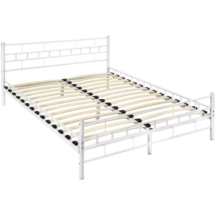 Lit design moderne avec sommier MALTE blanc 200 x 140 cm
