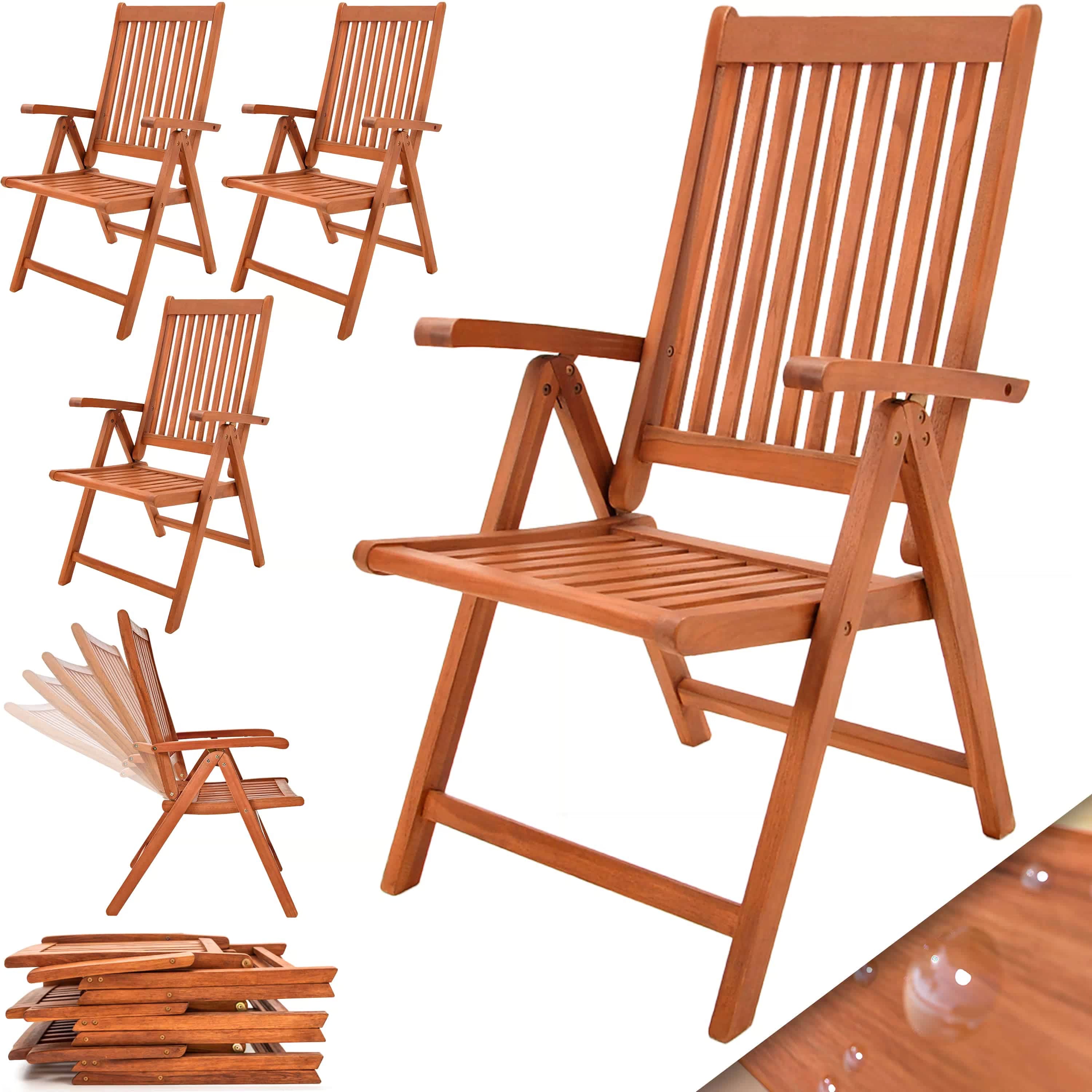 Lot 4 Chaises Pliantes Eucalyptus - Rangement Compact