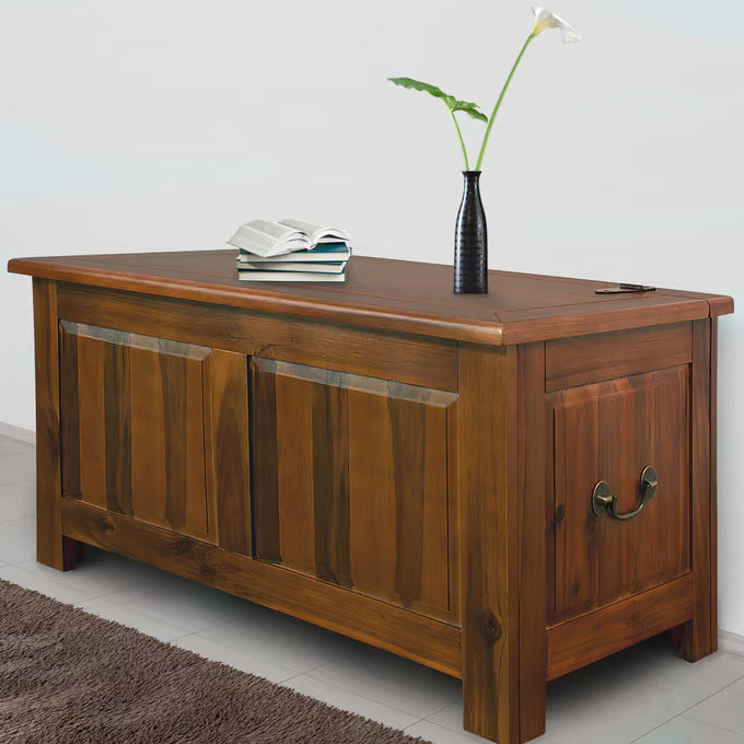 Coffre de jardin en bois d'acacia 85 x 44 x 48 cm - Rangement extérieur