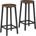 Lot de tabourets de bar CORBY look industriel bois foncé - Lot de 2