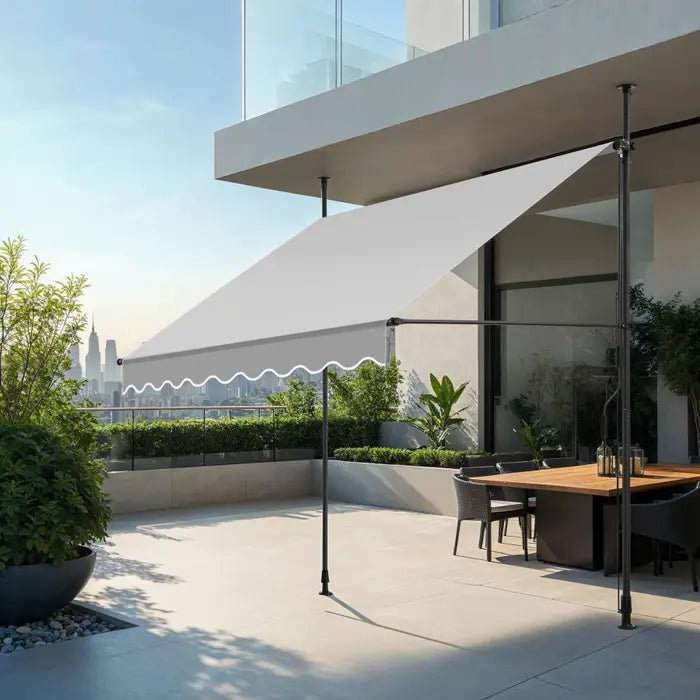 Store à pince sans perçage gris clair 200 x 180 cm avec manivelle