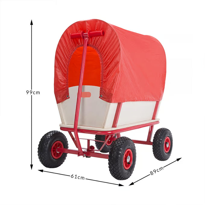 Chariot de transport 168 x 45,5 cm rouge - Plateau & roues