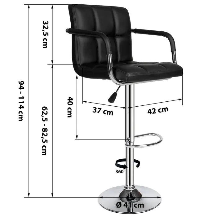 Lot de 2 tabourets de bar réglables et pivotants 360°