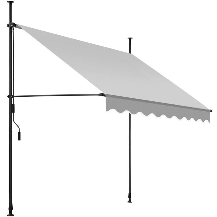 Store à pince sans perçage gris clair 200 x 180 cm avec manivelle