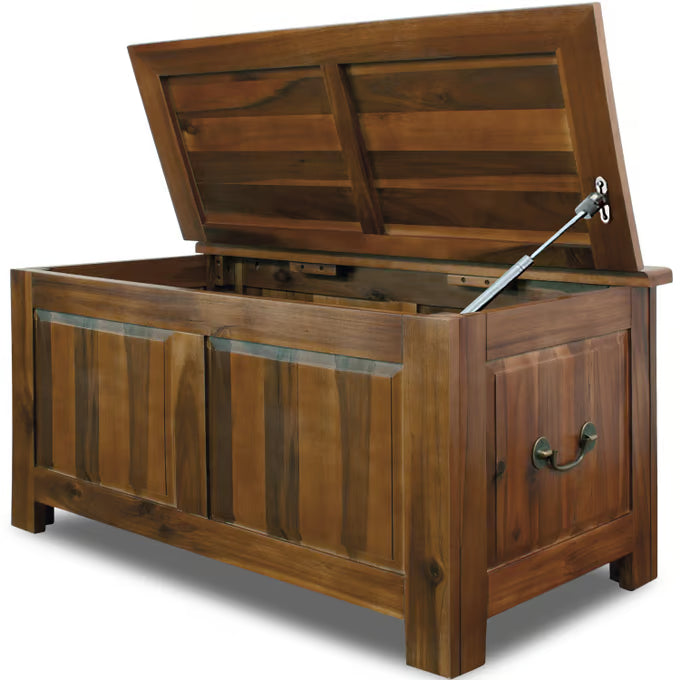 Coffre de jardin en bois d'acacia 85 x 44 x 48 cm - Rangement extérieur