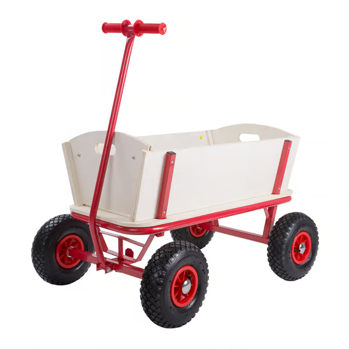 Chariot de transport 168 x 45,5 cm rouge - Plateau & roues