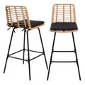 Lot de 2 Tabourets de Bar - Effet Rotin