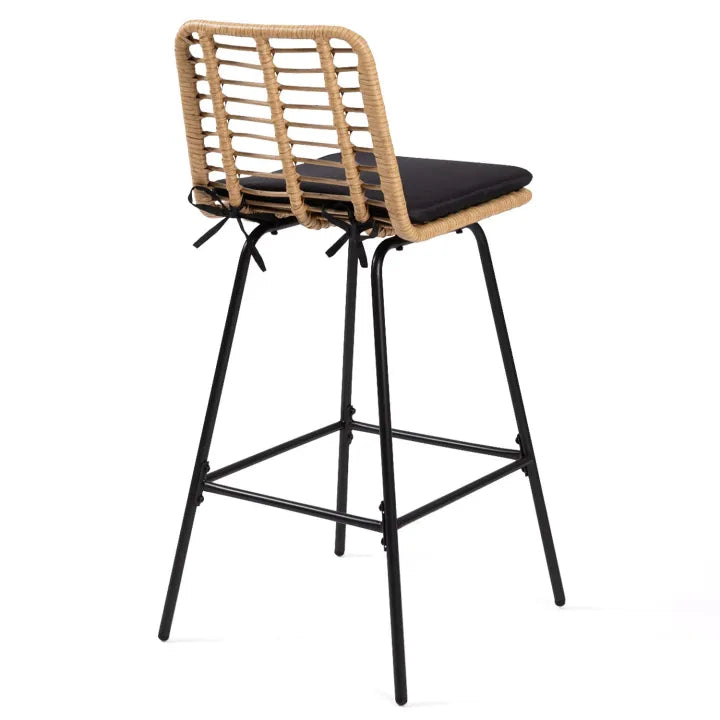 Lot de 2 Tabourets de Bar - Effet Rotin