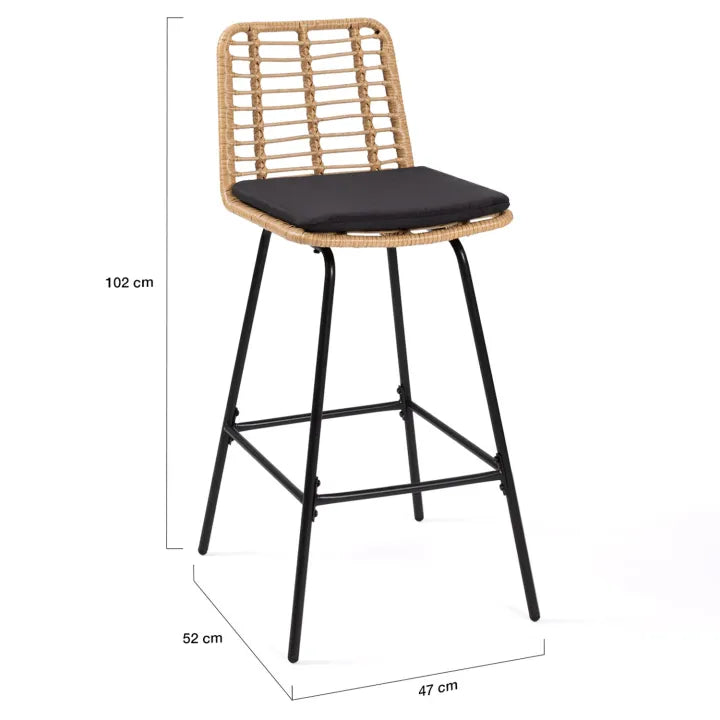 Lot de 2 Tabourets de Bar - Effet Rotin