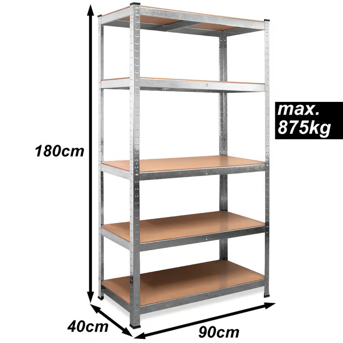 Lot de 5 Etageres Charges Lourdes 180X90X40cm - 875Kg