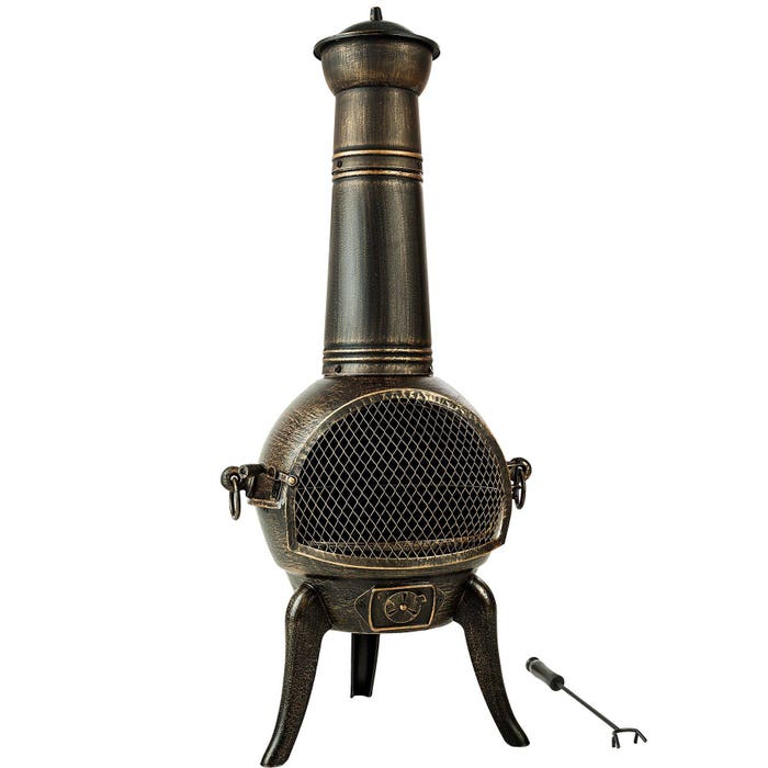 Brasero en fonte avec grille anti-étincelles 52 x 44 x 115 cm