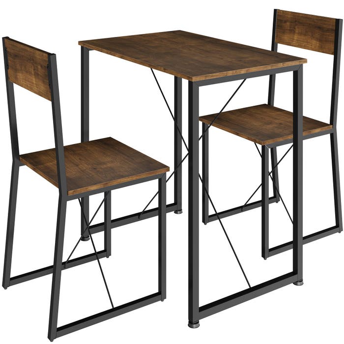 Ensemble salle à manger MARGATE industriel bois foncé - table + 2 chaises