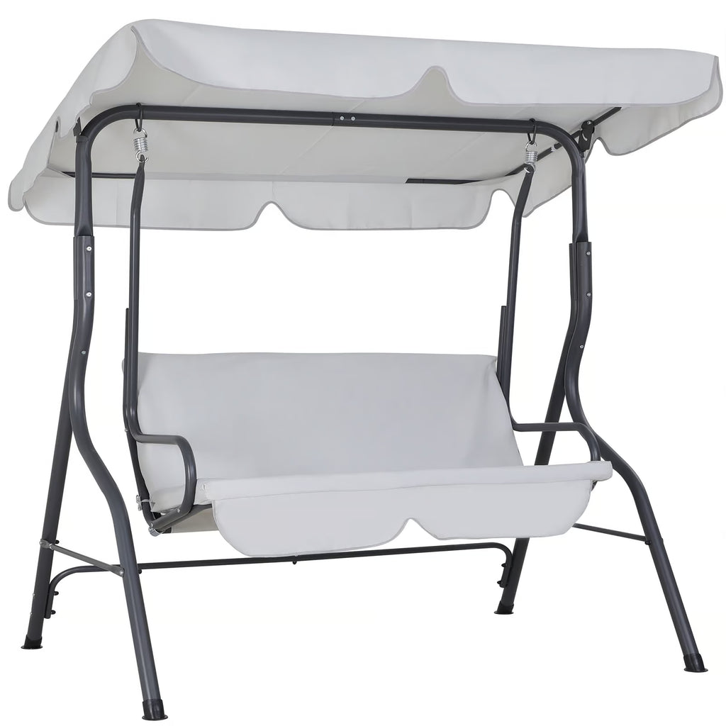Balancelle de Jardin Gris Clair - Toit Pare-Soleil & Coussins