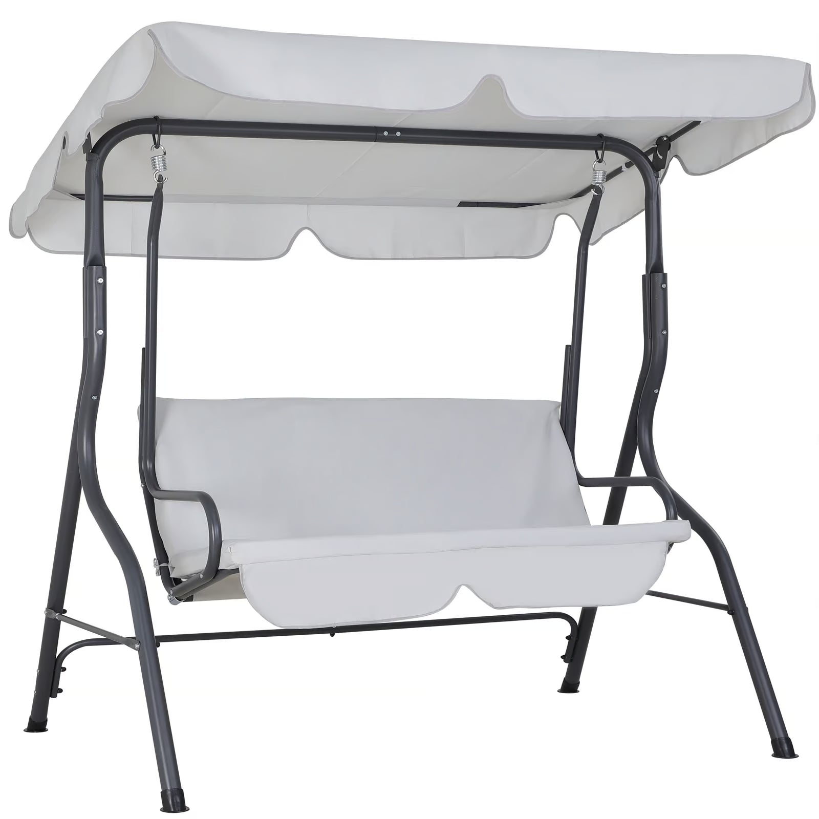Balancelle de Jardin Gris Clair - Toit Pare-Soleil & Coussins