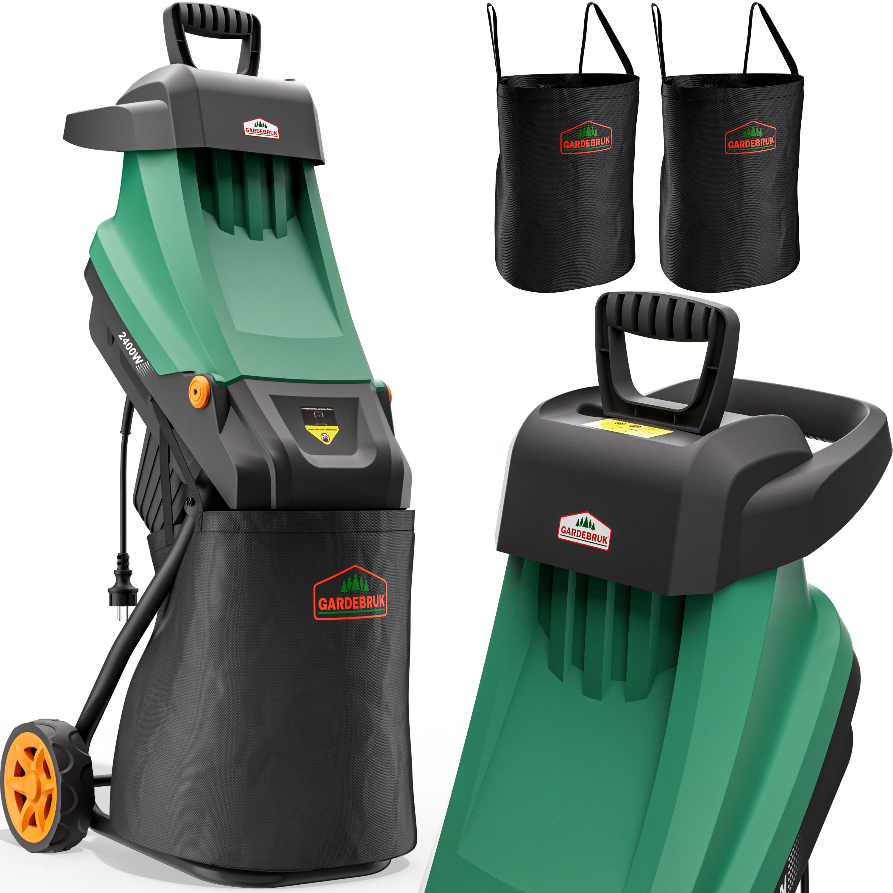 Broyeur Végétaux Électrique 2400W + Bac 50L - Paillis Maison