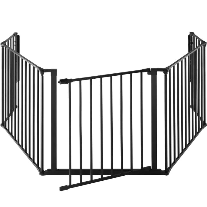 Barrière de sécurité 5 panneaux avec portillon et fixation murale