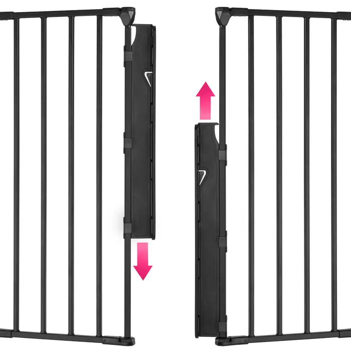 Barrière de sécurité 5 panneaux avec portillon et fixation murale