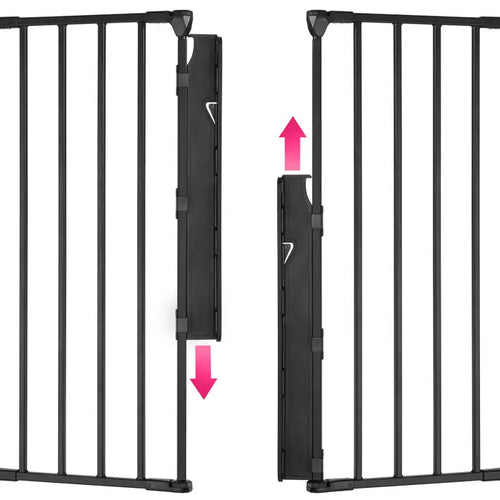 Barrière de sécurité 5 panneaux avec portillon et fixation murale