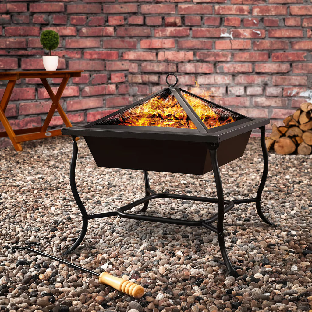 Brasero Carré 45cm Acier Noir - Soirées au Coin du Feu