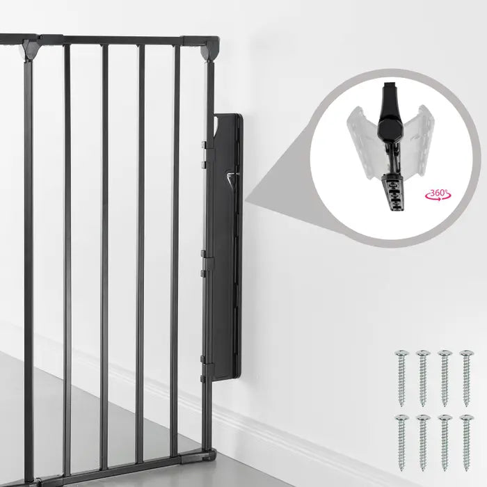 Barrière de sécurité 5 panneaux avec portillon et fixation murale