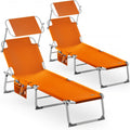 Lot 2 Bains de Soleil Alu Orange - Toit Solaire Réglable