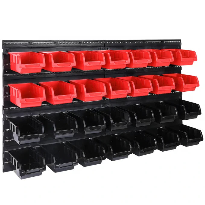 Étagère murale avec boîtes et porte-outils - Organisation Atelier & Garage