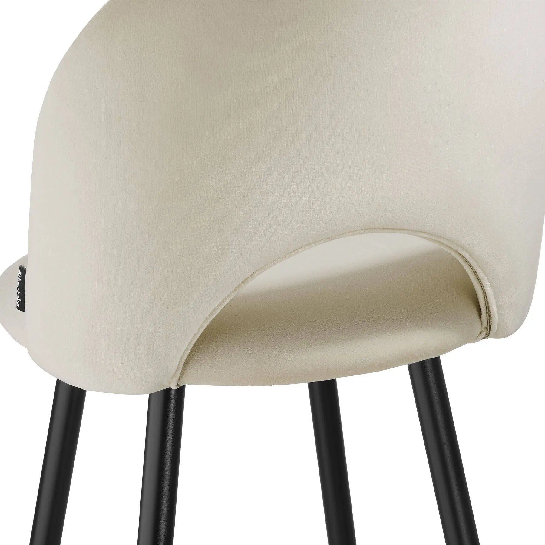 Lot de 2 chaises de bar aspect velours - Crème/Noir