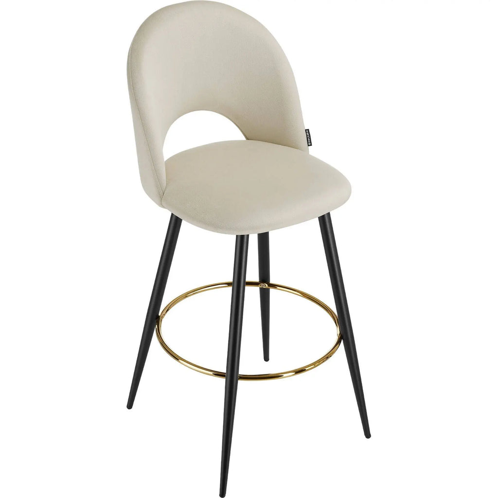 Lot de 2 chaises de bar aspect velours - Crème/Noir