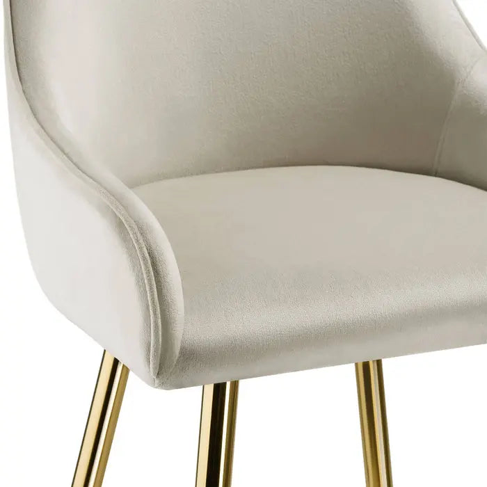 Lot de 2 tabourets de bar aspect velours avec dossier - Crème/Doré