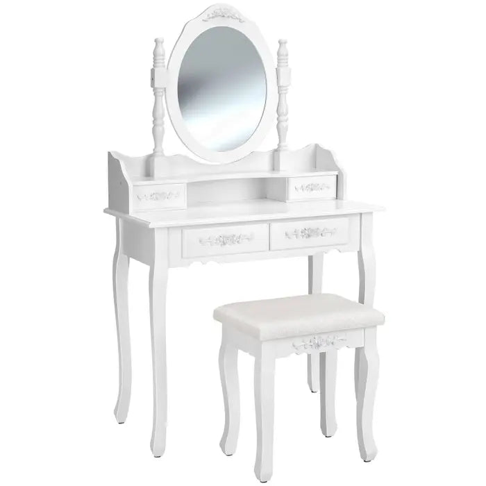 Coiffeuse avec miroir et tabouret - Table de maquillage