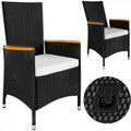Lot 2 Fauteuils Poly-Rotin Noir - Dossier Inclinable Acacia