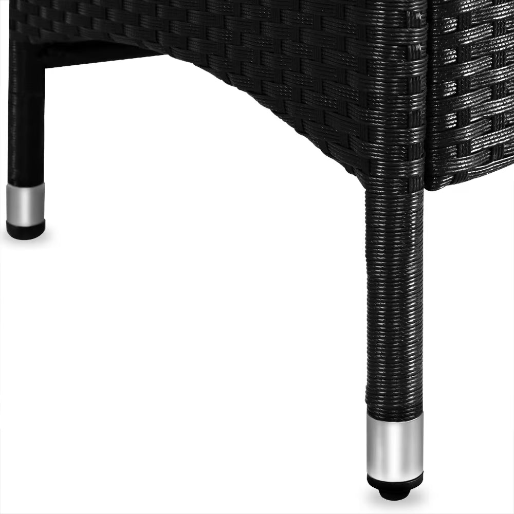 Lot 2 Fauteuils Poly-Rotin Noir - Dossier Inclinable Acacia