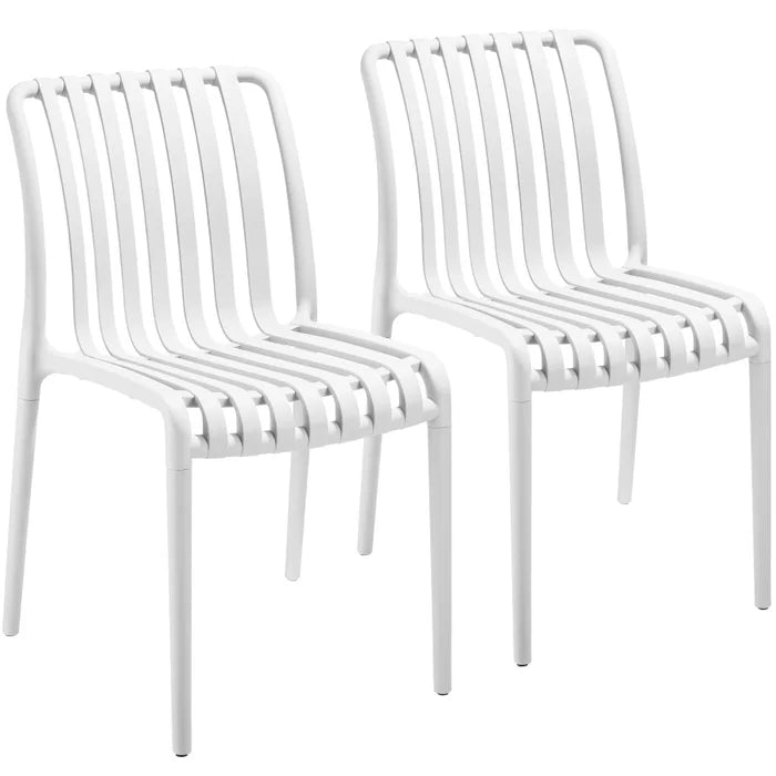 Lot de 2 chaises de jardin résistantes aux intempéries - Blanc