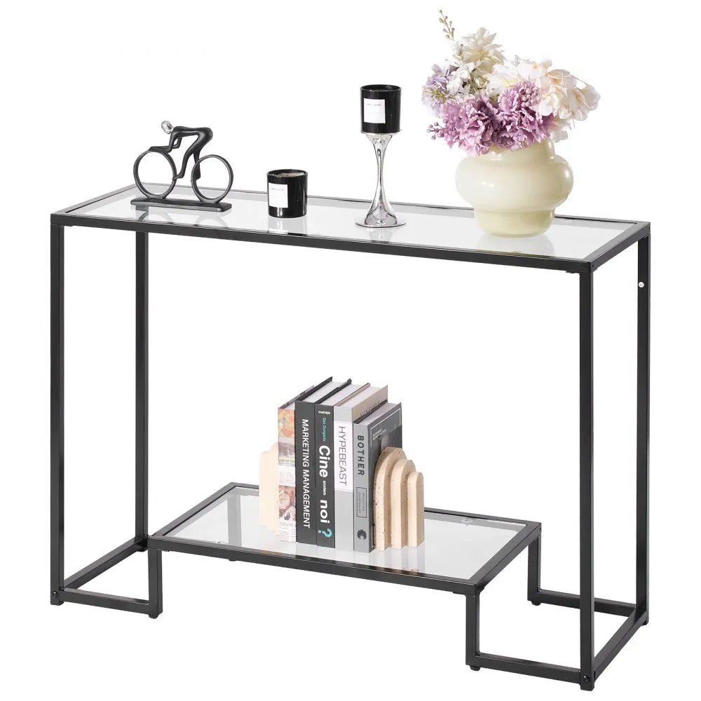 Étagère Console Murale Design - Verre Trempé et Cadre Fer