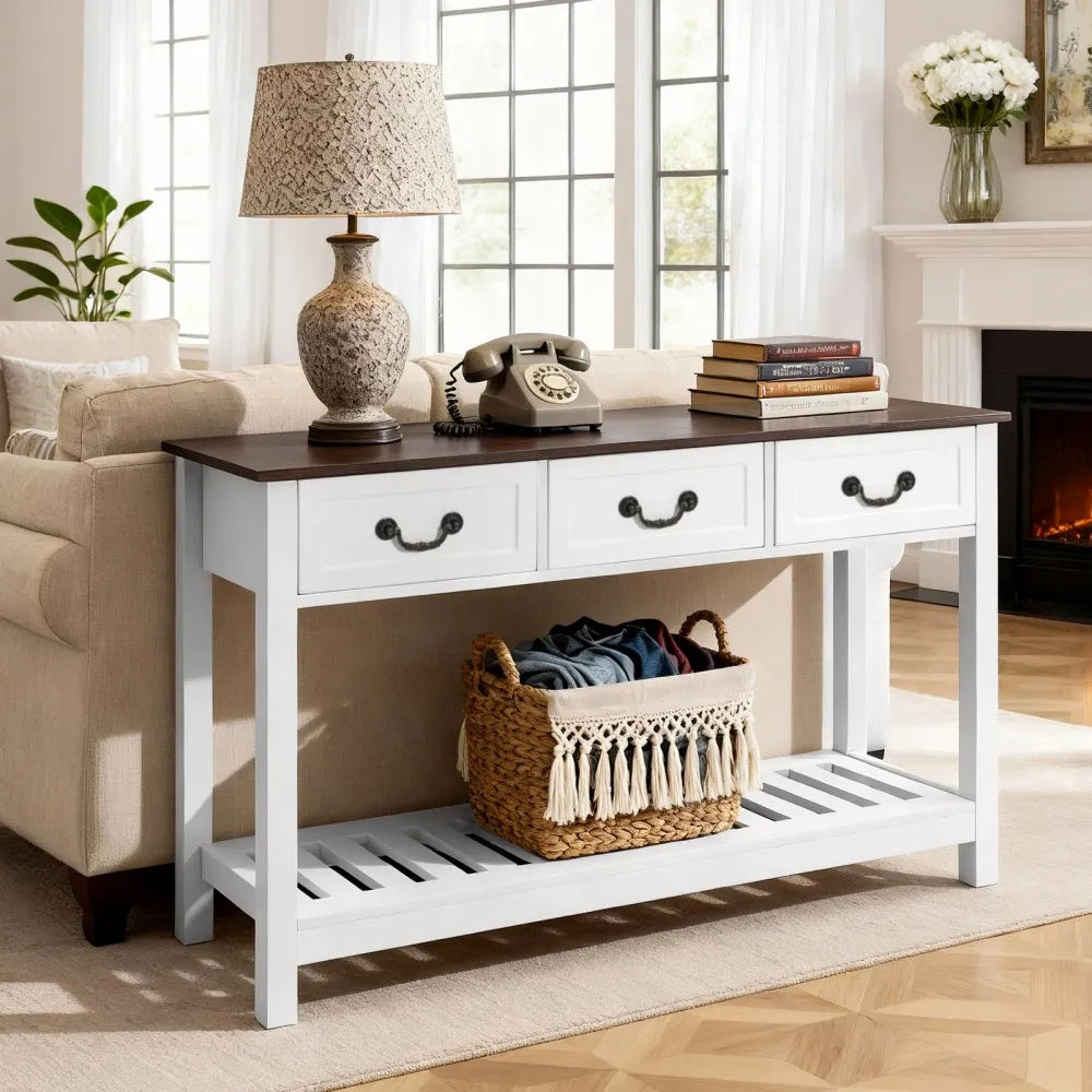 Console entrée en bois blanc