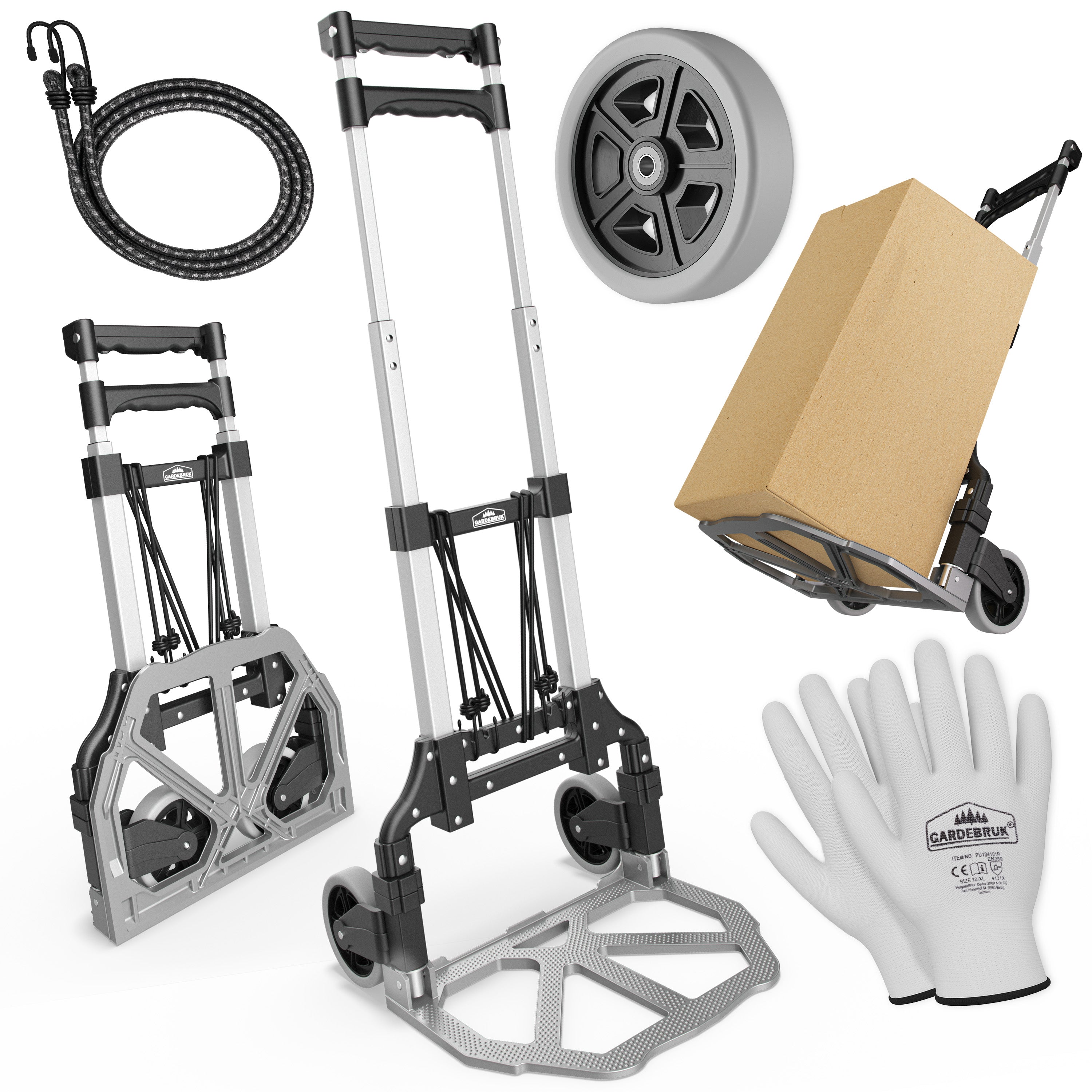 Diable de transport pliable - Capacité 80 kg - Poignée réglable