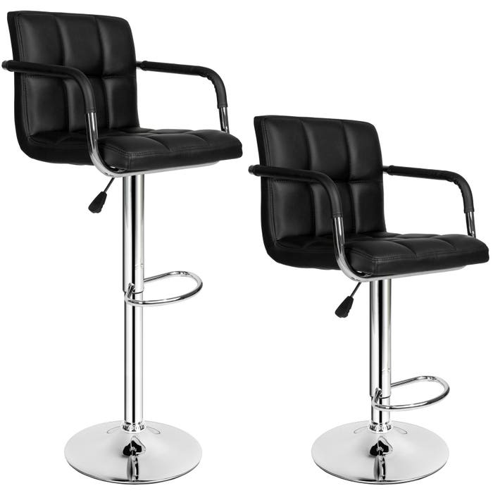 Lot de 2 tabourets de bar HARALD réglables et pivotants 360°