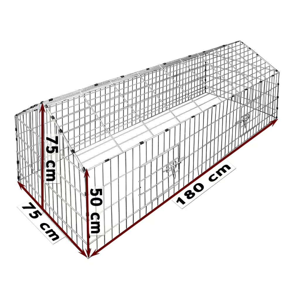 Cage A Lapins Et Rongeurs 180X75X75Cm Noir