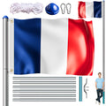 Mât Drapeau Alu 6,50m + Drapeau France - Hissage à Corde