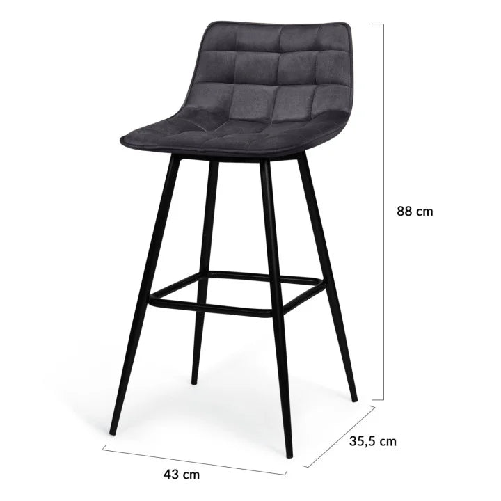 Lot de 2 Tabourets de Bar en Velours Gris Foncé