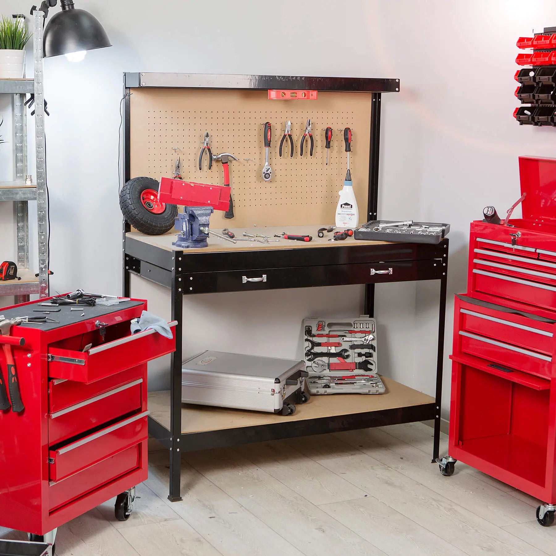 Établi d'atelier avec Panneau à Outils et Tiroir