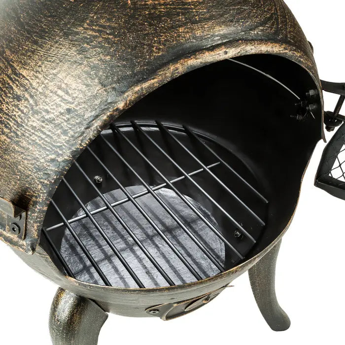 Brasero en fonte avec grille anti-étincelles 52 x 44 x 115 cm
